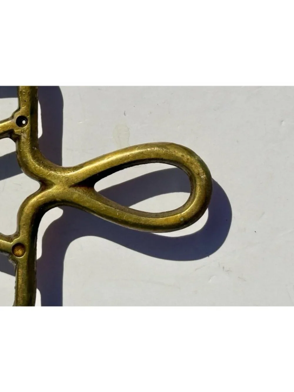 Brass Trivet Vintage Geometric Cast Brass Footed Flat Iron Triangle ‘Flatwheel’